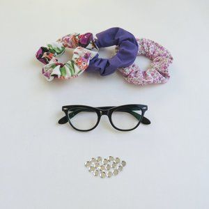 Purple Scrunchies - Set of 3 - Upcycled - Floral